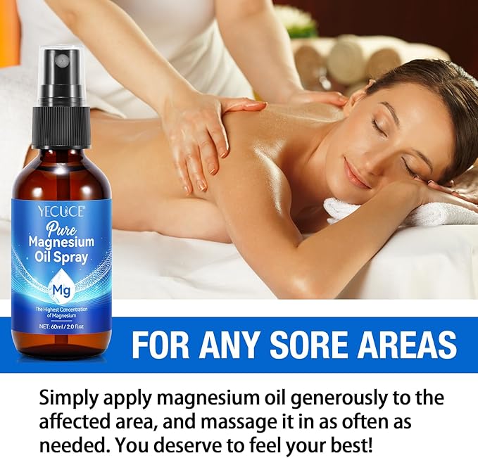 Pure Magnesium Oil Spray,100% Pure & Natural Organic Magnesium Oil Spray, Easy to Use(4 Fl.Oz Set)