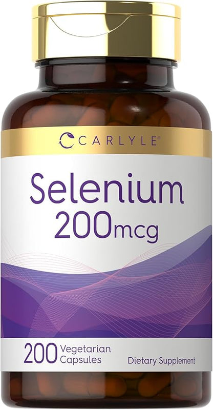 Carlyle Yeast Free Selenium Supplement | 200mcg | 200 Capsules | Vegetarian, Non-GMO, and Gluten Free Mineral Formula | L-Selenomethionine | Value Size