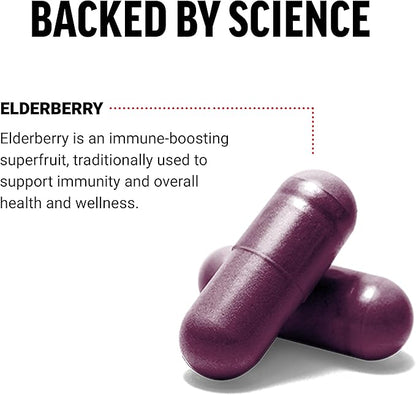 FORCE FACTOR Elderberry Capsules, Immunity Supplement and Antioxidants Supplement for Men and Women, Daily Immunity Boost, Vegan, No Gelatin, Non-GMO, 100 Vegetable Capsules