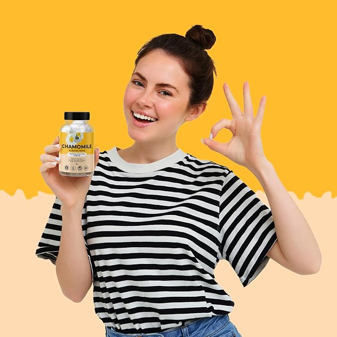 Organic Chamomile Extract Tablets - Matricaria Chamomilla Plant-Based Supplement - 10x Extract 2000 MG Each - Promotes Relaxation - 30 Tablets