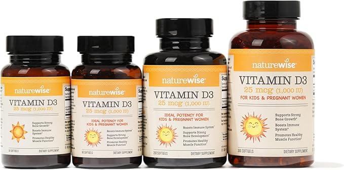 NatureWise Vitamin D3 1000iu (25 mcg) 1-Year Supply for Immune Support, Healthy Muscle Function, and Bone Health - Non-GMO, Gluten Free in Organic Extra Virgin Olive Oil, (Mini Softgel), 360 Count