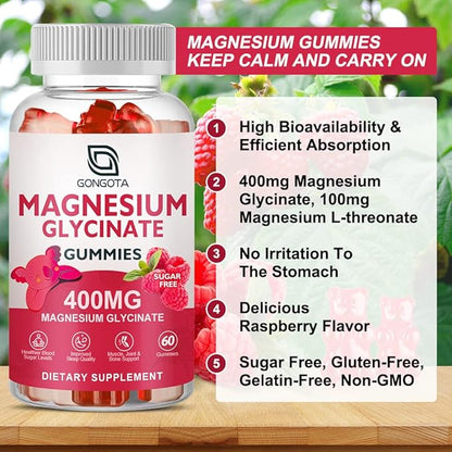Magnesium Glycinate Gummies 400 mg with 100 mg Composite magnesium - Chelated Magnesium Potassium Supplement with Vitamin D, B6 Supports Calm, Sleep, Memory & Muscle Cramps,Sugar Free - 120 Gummies
