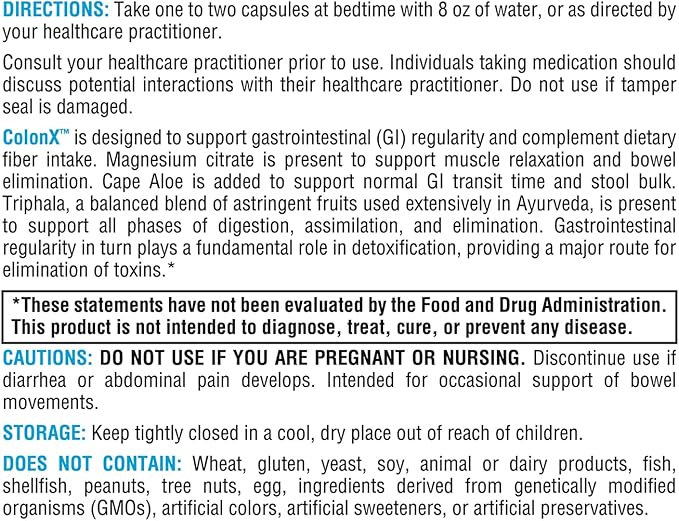 XYMOGEN ColonX - Supports GI Motility, Stool Bulk, Digestion, Assimilation, and Elimination - Triphala Supplement with Magnesium Citrate, Cape Aloe (60 Capsules)