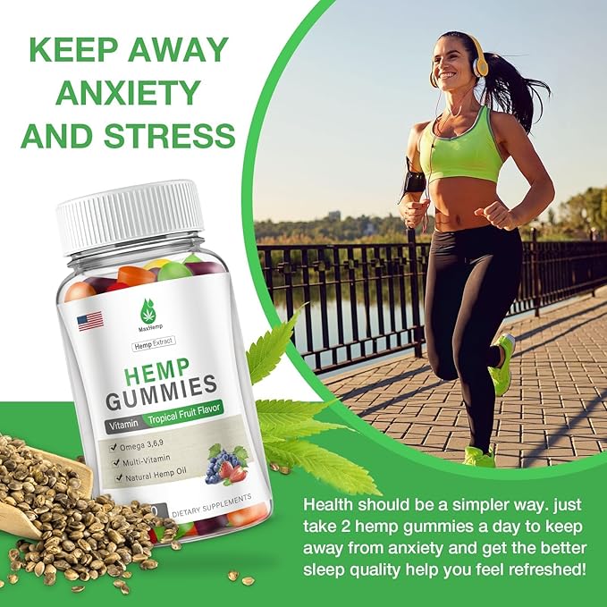 Hemp Gummies - High Potency Natural Hemp Oil Infused Gummies - Natural Fruity Bear Hemp Gummy for Sleep, Pain, Peace & Relaxation - Fast-Acting - 80Ct