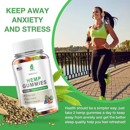 Hemp Gummies - High Potency Natural Hemp Oil Infused Gummies - Natural Fruity Bear Hemp Gummy for Sleep, Pain, Peace & Relaxation - Fast-Acting - 80Ct