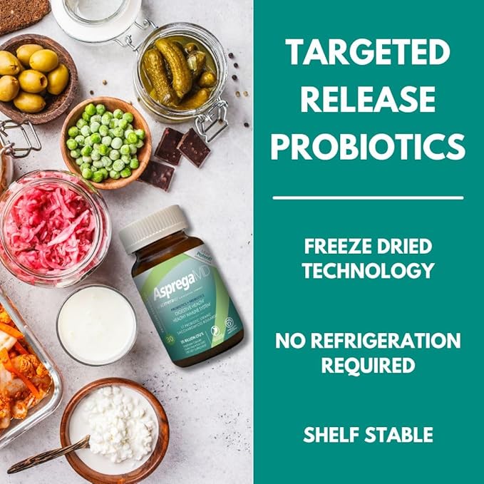 ScimeraMD® Asprega Probiotic + Prebiotic Supplement for Digestive Health and Immune System Support, 35 Billion CFUs, 30 CT