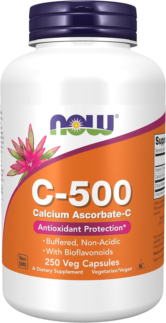 NOW Foods Supplements, Vitamin C-500 Calcium Ascorbate, Antioxidant Protection*, 250 Veg Capsules