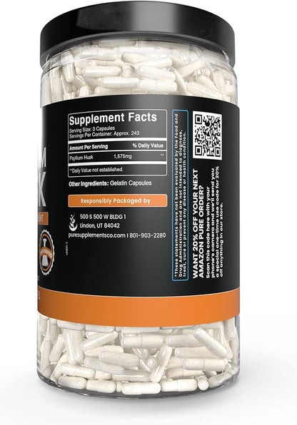 PURE ORIGINAL INGREDIENTS Psyllium Husk, Ceylon Cinnamon, & Apple Cider Vinegar Bundle, 730 Capsules Each, Lab Verified