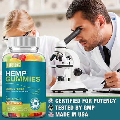 2 Packs Hemp Gummies for Sleep,Anxiety,Pain High Potency Hemp Supplement Edible Bear Gummy Extra Strength Pure Natural Hemp Oil Extract Vegan, Non-GMO