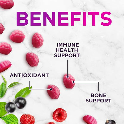 Zinc Gummies 50mg - Bone Skin & Immune Support Health Gummy & Premium Antioxidant Chewable for Adults - High Absorption Vegan, Gluten Free Zinc Supplements Vitamin - Tasty Berry Flavor - 120 Gummies