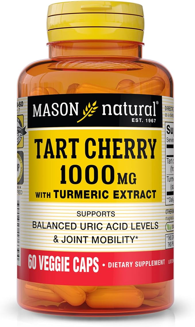MASON NATURAL 1000mg Tart Cherry Extract with Standardized Turmeric, 60-Day Supply Capsules for Joint Support