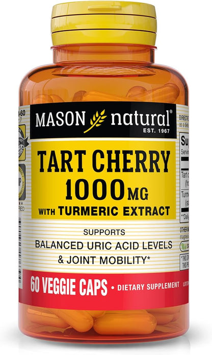 MASON NATURAL 1000mg Tart Cherry Extract with Standardized Turmeric, 60-Day Supply Capsules for Joint Support