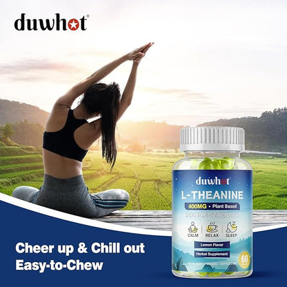 l theanine Gummy, l-theanine 400mg Supplement for Adults & Kids, Organic l'theanine Chewable for Stress Relief, Focus and Relaxation, Vegan, 120 Gummies