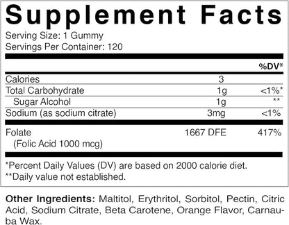 Vitamatic Folic Acid Gummies 1000 mcg (1 mg) - an Essential Prenatal Vitamins for Mom & Baby - Vitamin B9-120 Vegan Gummies (2)