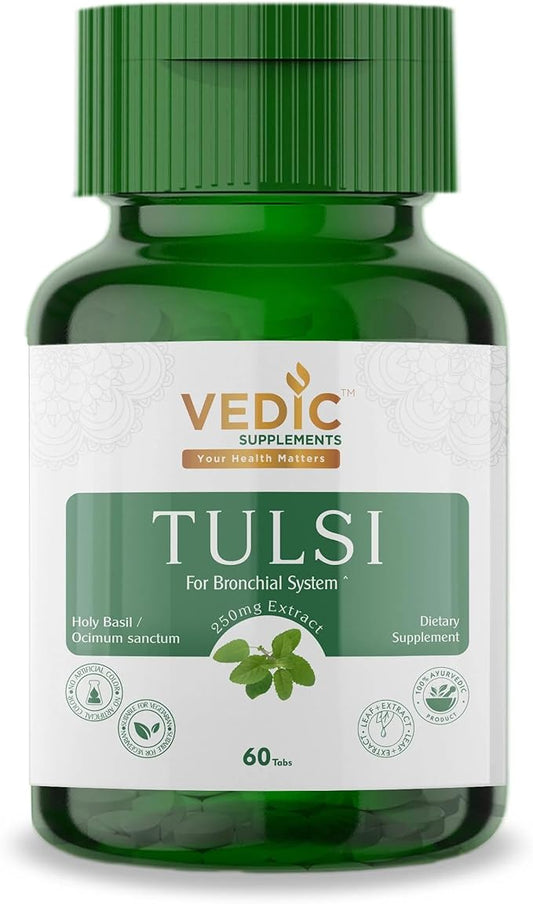 Vedic Tulsi Tablets Supplements - Basil Leaf Extract - 250 MG - 60 Count