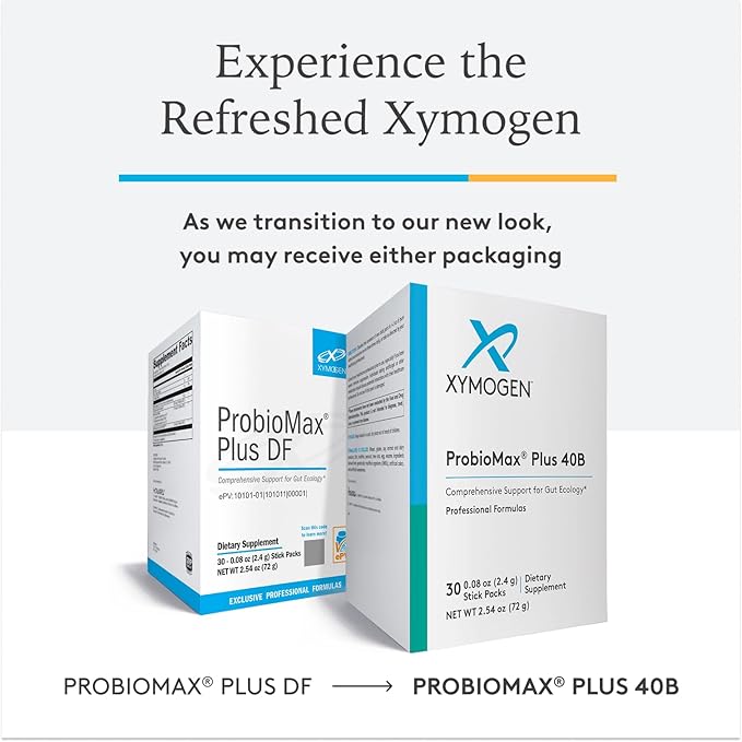 XYMOGEN ProbioMax Plus 40B - Probiotic Powder Supplement - Dairy Free Probiotics for Digestive Health - Saccharomyces boulardii, Lactobacillus acidophilus - Formerly ProbioMax Plus DF (30 Stick Packs)