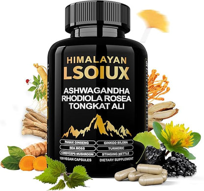 Shilajit Pure Himalayan Organic - 119 Capsules, No Artificial Additives, Formulated with Ashwagandha and Ginseng, Suitable for Various Lifestyles