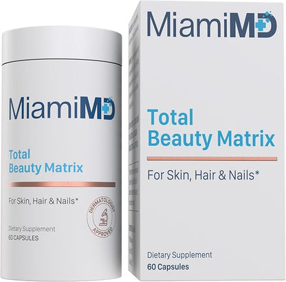 Total Beauty Matrix Collagen Supplements for Women - Collagen Capsules with Vitamin C for Hair, Skin and Nails - Cruelty Free - 60 Capsules
