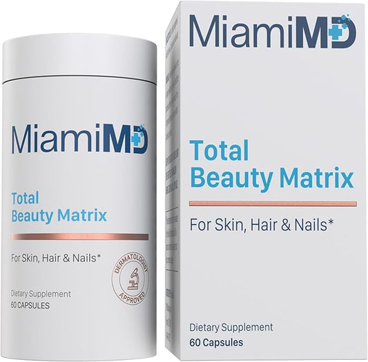 Total Beauty Matrix Collagen Supplements for Women - Collagen Capsules with Vitamin C for Hair, Skin and Nails - Cruelty Free - 60 Capsules