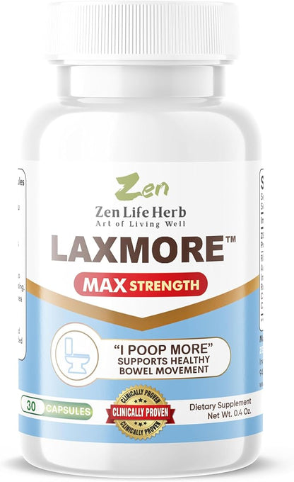 LAXMORE I Poop More Max Strength 100% Natural Plant-Based Supplement (30 Capsules)