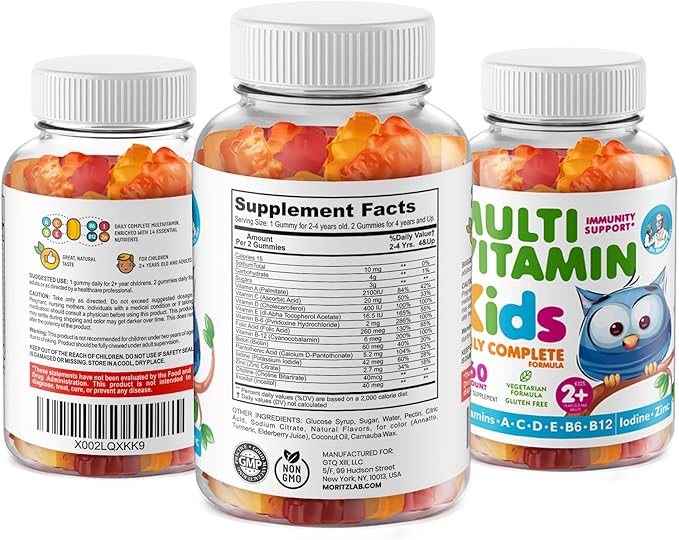 DR. MORITZ Kids Multivitamin Gummies - with Kids Vitamins A C D E B6 B12 Zinc and More - Complete Daily Support - Vegetarian and Non-GMO, 2 Pack (120 Count)