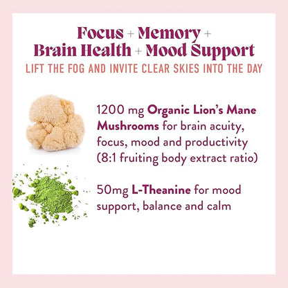 Concentrate Gummies – Focus, Memory, Brain Health & Mood Support Supplement – Vegan, Non-GMO, Gluten-Free - Lemon Flavor (30 Servings)