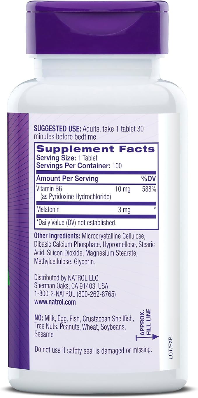 Natrol Melatonin 3 mg Time Release, Dietary Supplement to Minimize Wake Ups, Nighttime Sleep Aid, 100 Tablets, Up to a 100 Day Supply