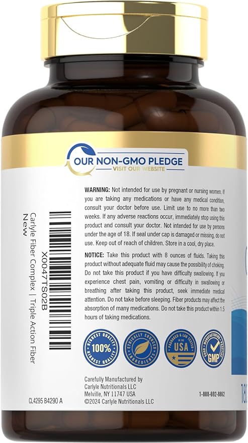 Carlyle Fiber Complex | 180 Capsules | Non-GMO Supplement | Triple Action Fiber