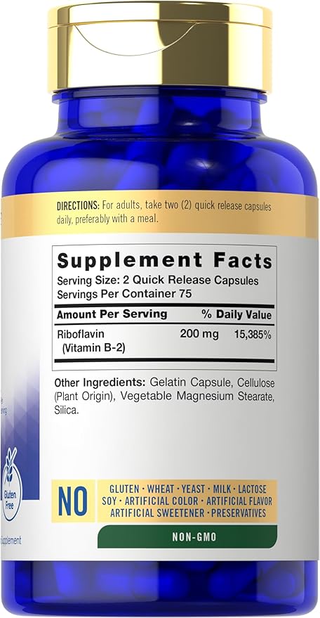 Carlyle Vitamin B-2 | Riboflavin | 200mg | 150 Count | Vegetarian, Non-GMO & Gluten Free Essential Supplement