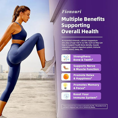 Calcium Magnesium Zinc Gummies with Vitamin D3 & K2 - High Potency Enhanced Absorption -120 Blueberry Gummies Flavored