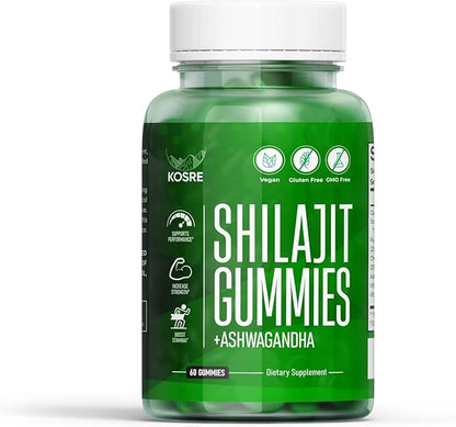 Premium Shilajit Gummies 2000MG – Pure Himalayan Shilajit with Ashwagandha, Chaga Mushroom, Vitamin D & B12 Natural Energy, Immune Support, 85+ Trace Minerals – Vegan, Non-GMO, 60 Gummies