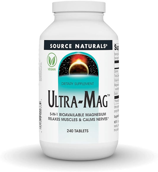 Source Naturals Ultra-Mag High-Efficiency Magnesium Complex - Maintains Muscle & Nerve Function - 240 Tablets