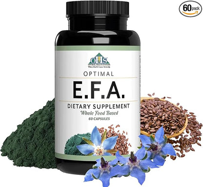Optimal Health Systems EFA | 1,000 mg from Borage, Flaxseed, and Algae Oil | Safer, Plant-Based Blend | Essential Fatty Acid Supplement | 60 Capsules