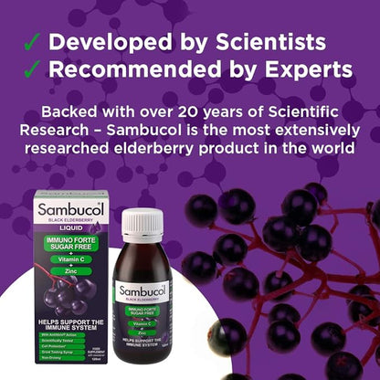 Sambucol Sugar-Free Black Elderberry Syrup - Sambucus Elderberry Syrup for Adults Immune Support, Elderberry Liquid, Elderberry Extract - 4 Fl Oz