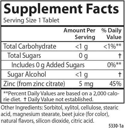 Carlson - Kid's Chewable Zinc, 5 mg, Immune Support, Antioxidant Power, Natural Mixed Berry Flavor, 42 Tablets