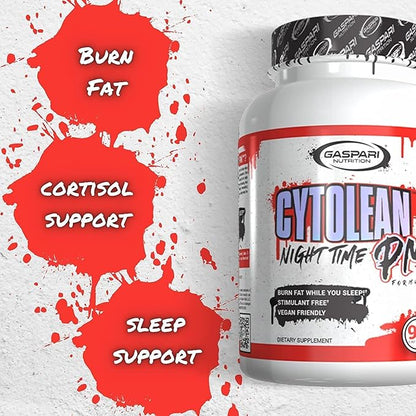 Gaspari Nutrition Cytolean PM: Nighttime Fat Burner with Melatonin Sleep Support, Stress Reduction, Stimulant Free, Vegan Friendly (90 Capsules)