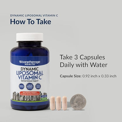Dynamic Liposomal Vitamin C 1500mg - 90 Capsules - Advanced Formula - Phospholipids sourced from Non-GMO Sunflower, Supports Healthy Immune System, Collagen Synthesis, and Brain Health*