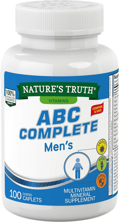 Nature's Truth Multivitamin for Men Adult | with Iron, Vitamins A, C, D & E | 100 Caplets | Non-GMO & Gluten Free