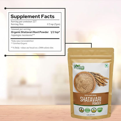 Organic Shatavari Powder for Health 16 oz (454 gram) Pack of 1