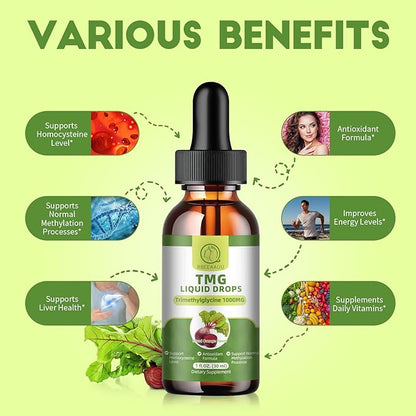 (2 Pack) TMG (Trimethylglycine) Supplement Liquid Drops & TMG (Trimethylglycine) Supplement Capsules