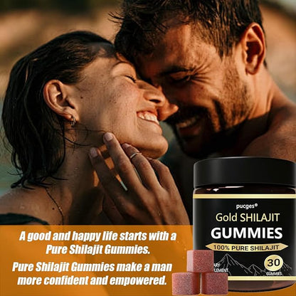 Shilajit Gummies for Men,Pure Shilajit Gummies for Men, Pure Himalayan Organic Shilajit Gummies for Men Supplement 30ct, Cane Sugar Free, Sweetened by Organic Manuka Honey 340mg