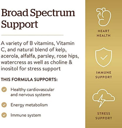 Solgar B-Complex with Vitamin C Stress Formula, 250 Tablets - Energy Metabolism, Nervous System & Immune Support - Non-GMO, Vegan, Gluten Free, Dairy Free, Kosher, Halal - 125 Servings