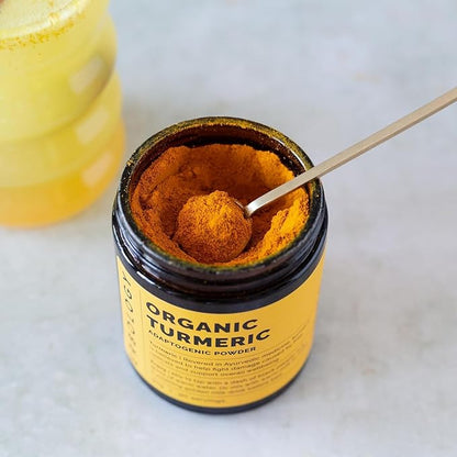 Erbology Organic Turmeric Powder 3.2 oz - 90 Servings - 5.5% Curcumin - No Additives or Preservatives - Sustainably Sourced Straight from Farm in India - Small Batch - Vegan - GMO-Free