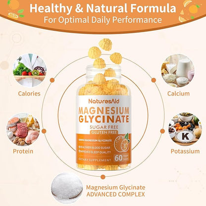 Magnesium Glycinate Gummies 1000mg - Sugar Free Magnesium Potassium Supplement with Vitamin D, B6, CoQ10 for Calm Mood & Sleep Support - 120 Orange Gummies -2 Pack