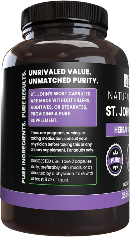 PURE ORIGINAL INGREDIENTS St. John's Wort (365 Capsules) No Magnesium Or Rice Fillers, Always Pure, Lab Verified