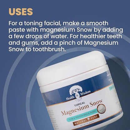 Heath and Wisdom Magnesium Snow - Magnesium Bath Soak, Magnesium Soak Bath, Magnesium Carbonate Powder, Magnesium for Bath, Calm Magnesium Powder, Magnesium Foot Soak, Magnesium for Skin - 2.65 Ounces