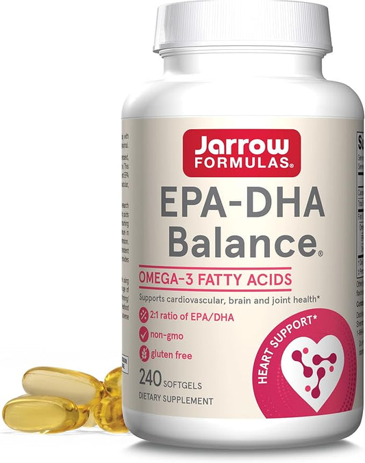 Jarrow Formulas EPA-DHA Balance, 1,200 mg Omega-3 Fatty Acids for Cardiovascular Support, 240 Softgels, 120 Day Supply