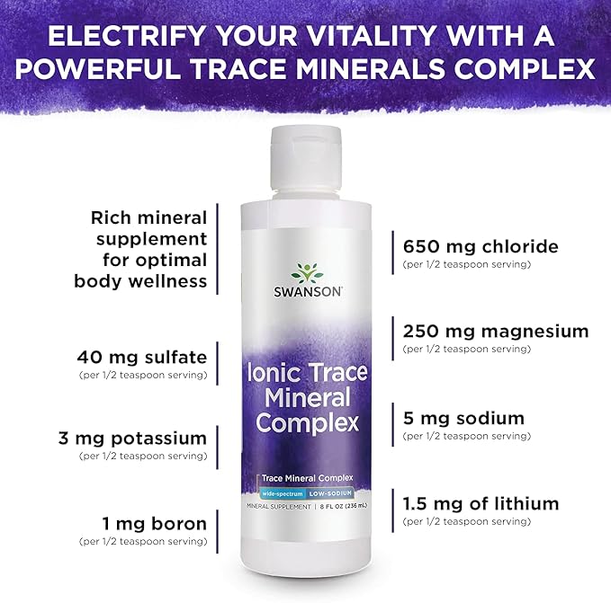 Swanson Concentrace Trace Mineral Drops 8oz-Complete Mineral Complex for Energy, Hydration, & Electrolyte Balance Over 72 High Absorption Ionic Minerals Such As Magnesium, Potassium, Calcium (2 Pack)