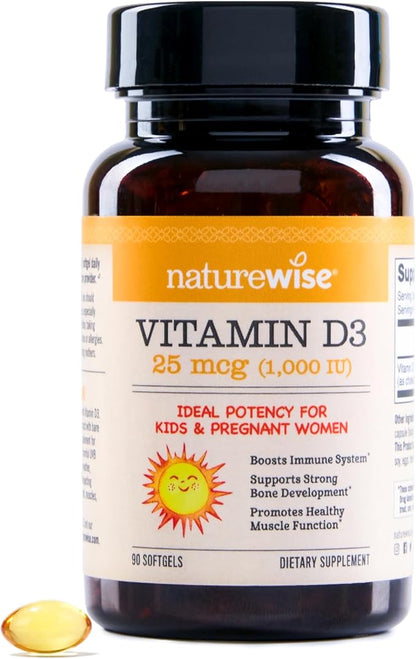 NatureWise Vitamin D3 1000iu (25 mcg) 90-Day Supply for Immune Support, Healthy Muscle Function, and Bone Health - Non-GMO, Gluten Free in Organic Extra Virgin Olive Oil, (Mini Softgel), 90 Count