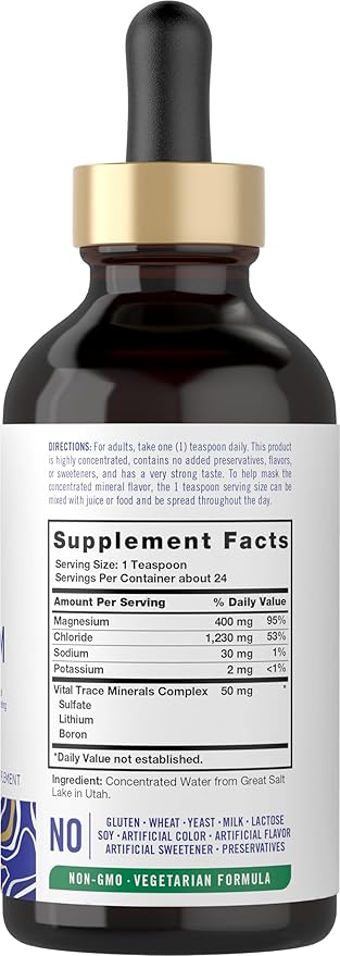 Carlyle Liquid Ionic Magnesium 400 mg | 4 oz | Vegetarian, Non-GMO & Gluten Free Supplement | Vital Trace